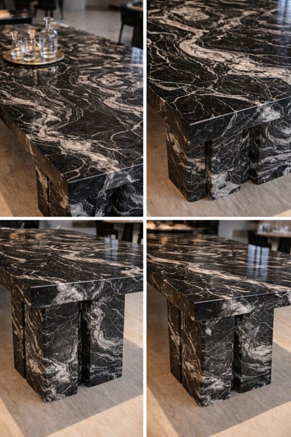 Product Overview: Reliance Titanium Black & Forest Black Granite is a luxurious natural stone celebrated for its striking black background enriched with flowing golden and white veins. Mined from our owned quarry, this granite represents strength, elegance, and timeless beauty — making it a preferred choice for high-end architectural and interior projects across the globe. Each block is a unique creation of nature, offering unmatched character and visual depth. Technical Specifications: Title Reliance Titanium Black & Forest Black Granite Block Stone Type Granite Block Type Gangsaw Block Block Size 300 CM x 180 CM x 180 CM (LXWXH) Color Deep Black with Gold & White Veins Surface Finish Options Wire Saw Cut Density 2960-3000 kg/m3 Compressive Strength 200-250 MPa Water Absorption 0.2%-0.3% Hardness (Mohs) 6 to 7 Porosity Low Origin India Applications Slabs, Countertops, Flooring, Wall Cladding, Interior Key Features: Elegant Aesthetic Appeal: Deep jet-black background enhanced by golden and silver waves — a naturally luxurious look. Superior Strength & Durability: Excellent structural integrity and long-term performance in varied climates. High Polish Retention: Achieves exceptional gloss and mirror-like reflection after finishing. Consistent Texture: Uniform color and grain suitable for large-scale architectural applications. Versatile Application Range: Perfect for multiple interior purposes. Low Maintenance: Resistant to stains, scratches, and moisture, ensuring lasting beauty with minimal upkeep. Export-Grade Blocks: Carefully selected and cut for optimal slab yield and international market standards. Recommended Uses: Kitchen Countertops & Islands Luxury Flooring & Staircases Hotel Lobbies & Reception Areas Wall Cladding & Facades Memorials & Monuments Designer Furniture Tops Why Choose Reliance Titanium Black Granite and Forest Black Granite? Our granite is preferred by export buyers because of: Natural white veins and attractive deep black surface Zero crack, high strength and durability, suitable for projects & reprocessing Consistent Gang Saw block sizes Strict quality checks for each block before shipment Reliable and stable long-term supply Export Capabilities & Payment Terms: We provide smooth, professional export handling with: Payment Options: L/C at sight (Letter of Credit at sight) D/P (Documents Against Payment) T/T advance (if preferred by the buyer) Shipping Documents Provided: Bill of Lading (BL) Commercial Invoice Packing List Certificate of Origin Other documents as per buyer requirements Shipping Price Options: FOB (Indian Port) CNF (any destination port globally) Our logistics team ensures timely loading, documentation, and shipment coordination for a hassle-free experience. About Reliance Mines & Minerals We have a strong presence in the global stone industry, regularly exporting to China, Germany, USA, Oman, and Qatar . Our team is experienced in international trade procedures, ensuring professional communication and smooth cooperation with all partners. We Welcome Your Inquiry If your company is seeking a reliable supplier for premium Titanium black & Forest black granite blocks, we would be pleased to offer quotations, block photos, videos and quarry videos and further details. We look forward to establishing a long-term and successful business relationship with your esteemed company. More About Reliance Titanium Black & Forest Black Granite: Reliance Titanium Black & Forest Black Granite combines natural elegance with engineering excellence. Its bold veins and premium polish bring sophistication to any architectural space, while its robust physical properties ensure durability even in demanding environments. Each block is meticulously extracted and inspected to meet international export quality benchmarks. Reliance Mines & Minerals specializes in the sales and global export of premium granite blocks and slabs. With years of experience in the stone industry, we have established a strong presence in international markets. We are committed to delivering top-quality granite with timely and reliable shipments to major ports worldwide. Our dedicated sales and logistics team is highly skilled in managing export documentation, container loading, and shipping procedures, ensuring a smooth and hassle-free experience for our clients. At the heart of our business is a focus on excellence, professionalism, and customer satisfaction, making us a trusted partner for granite buyers around the globe. 印度 花岗岩 块料 泰坦黑 花岗岩 印度 森林黑 花岗岩 印度 印度 花岗岩 块料, 印度 出口 花岗岩 块, 印度花岗岩原石 中国进口 India granite block Titanium Black granite India Forest Black granite India Granite Blocks Titanium Black Granite Reliance Titanium Black Granite Titanium Black Granite Slabs Polished Titanium Black Granite Bookmatch Titanium Black Granite Titanium Black Granite Exporters India Titanium Black Granite Suppliers Titanium Black Granite Manufacturers Exotic Black Granite with White Veins Deep Black Granite Slabs Mirror Polished Granite Luxury Granite for Interior Walls Natural Stone for Modern Architecture High Gloss Granite Panels Bookmatched Granite Wall Design Black Granite for Hotel Lobby & Flooring Designer Granite Slabs for Projects Indian Granite Exporters Premium Granite from India Granite Slabs for Export Worldwide Granite Supplier Natural Stone Exporter from India Wholesale Granite Supplier Black Granite for Construction & Interiors Architectural Granite Stone Supplier Custom Cut Granite Slabs Export Granite for Wall Cladding Granite for Flooring Granite for Kitchen Countertops Granite for Hotel & Commercial Projects Interior Stone Cladding Luxury Stone for Architects & Designers Black Forest Granite supplier Black Forest Granite manufacturer Black Forest Granite exporter Black Forest Granite quarry Black Forest Granite wholesaler Black Forest Granite seller Buy Black Forest Granite blocks Buy Black Forest Granite slabs Black Forest Granite for flooring Black Forest Granite for countertops Black Forest Granite for wall cladding Black Forest Granite price per sqm Black Forest Granite bulk supplier Black Forest Granite block exporter Black Forest Granite slab manufacturer Black Forest Granite quarry owner Black Forest Granite wholesale price Black Forest Granite large quantity supplier Black Forest Granite custom sizes Black Forest Granite supplier India Black Forest Granite manufacturer India Black Forest Granite exporter India Black Forest Granite quarry India Black Forest Granite supplier [Your City/State] Black Forest Granite international exporter Premium Black Forest Granite supplier Natural Black Forest Granite stone High quality Black Forest Granite slabs Black Forest Granite direct from quarry Black Forest Granite blocks for export Black Forest Granite polished slabs Black granite stone supplier Natural granite stone exporter Indian black granite manufacturer Granite blocks and slabs exporter Dimension stone granite supplier Nebula Wave Granite Stone Manufacturer Export Quality Blocks Supplier Quarry Reliance Mines India Titanium Black Granite Stone Manufacturer Export Quality Blocks Supplier Quarry Reliance Mines India Cosmic Black Granite Stone Manufacturer Export Quality Blocks Supplier Quarry Reliance Mines India Marquina Black Granite Stone Manufacturer Export Quality Blocks Supplier Quarry Reliance Mines India Black Forest Granite Stone Manufacturer Export Quality Blocks Supplier Quarry Reliance Mines India #TitaniumBlackGranite #RelianceGranite #IndianGranite #GraniteExporter #LuxuryGranite #GraniteSupplier #BlackGranite #NaturalStoneIndia #GraniteSlabs #GraniteBookmatch #InteriorDesignStone #ArchitecturalStone #PremiumGranite #GraniteExport #GraniteDesigns #reliancemines #granite #marble #stone #quarry #forestblackgranite