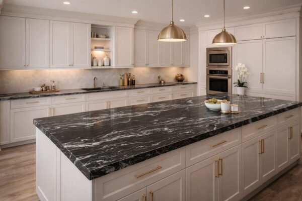 Product Overview: Reliance Titanium Black & Forest Black Granite is a luxurious natural stone celebrated for its striking black background enriched with flowing golden and white veins. Mined from our owned quarry, this granite represents strength, elegance, and timeless beauty — making it a preferred choice for high-end architectural and interior projects across the globe. Each block is a unique creation of nature, offering unmatched character and visual depth. Technical Specifications: Title Reliance Titanium Black & Forest Black Granite Block Stone Type Granite Block Type Gangsaw Block Block Size 300 CM x 180 CM x 180 CM (LXWXH) Color Deep Black with Gold & White Veins Surface Finish Options Wire Saw Cut Density 2960-3000 kg/m3 Compressive Strength 200-250 MPa Water Absorption 0.2%-0.3% Hardness (Mohs) 6 to 7 Porosity Low Origin India Applications Slabs, Countertops, Flooring, Wall Cladding, Interior Key Features: Elegant Aesthetic Appeal: Deep jet-black background enhanced by golden and silver waves — a naturally luxurious look. Superior Strength & Durability: Excellent structural integrity and long-term performance in varied climates. High Polish Retention: Achieves exceptional gloss and mirror-like reflection after finishing. Consistent Texture: Uniform color and grain suitable for large-scale architectural applications. Versatile Application Range: Perfect for multiple interior purposes. Low Maintenance: Resistant to stains, scratches, and moisture, ensuring lasting beauty with minimal upkeep. Export-Grade Blocks: Carefully selected and cut for optimal slab yield and international market standards. Recommended Uses: Kitchen Countertops & Islands Luxury Flooring & Staircases Hotel Lobbies & Reception Areas Wall Cladding & Facades Memorials & Monuments Designer Furniture Tops Why Choose Reliance Titanium Black Granite and Forest Black Granite? Our granite is preferred by export buyers because of: Natural white veins and attractive deep black surface Zero crack, high strength and durability, suitable for projects & reprocessing Consistent Gang Saw block sizes Strict quality checks for each block before shipment Reliable and stable long-term supply Export Capabilities & Payment Terms: We provide smooth, professional export handling with: Payment Options: L/C at sight (Letter of Credit at sight) D/P (Documents Against Payment) T/T advance (if preferred by the buyer) Shipping Documents Provided: Bill of Lading (BL) Commercial Invoice Packing List Certificate of Origin Other documents as per buyer requirements Shipping Price Options: FOB (Indian Port) CNF (any destination port globally) Our logistics team ensures timely loading, documentation, and shipment coordination for a hassle-free experience. About Reliance Mines & Minerals We have a strong presence in the global stone industry, regularly exporting to China, Germany, USA, Oman, and Qatar . Our team is experienced in international trade procedures, ensuring professional communication and smooth cooperation with all partners. We Welcome Your Inquiry If your company is seeking a reliable supplier for premium Titanium black & Forest black granite blocks, we would be pleased to offer quotations, block photos, videos and quarry videos and further details. We look forward to establishing a long-term and successful business relationship with your esteemed company. More About Reliance Titanium Black & Forest Black Granite: Reliance Titanium Black & Forest Black Granite combines natural elegance with engineering excellence. Its bold veins and premium polish bring sophistication to any architectural space, while its robust physical properties ensure durability even in demanding environments. Each block is meticulously extracted and inspected to meet international export quality benchmarks. Reliance Mines & Minerals specializes in the sales and global export of premium granite blocks and slabs. With years of experience in the stone industry, we have established a strong presence in international markets. We are committed to delivering top-quality granite with timely and reliable shipments to major ports worldwide. Our dedicated sales and logistics team is highly skilled in managing export documentation, container loading, and shipping procedures, ensuring a smooth and hassle-free experience for our clients. At the heart of our business is a focus on excellence, professionalism, and customer satisfaction, making us a trusted partner for granite buyers around the globe. 印度 花岗岩 块料 泰坦黑 花岗岩 印度 森林黑 花岗岩 印度 印度 花岗岩 块料, 印度 出口 花岗岩 块, 印度花岗岩原石 中国进口 India granite block Titanium Black granite India Forest Black granite India Granite Blocks Titanium Black Granite Reliance Titanium Black Granite Titanium Black Granite Slabs Polished Titanium Black Granite Bookmatch Titanium Black Granite Titanium Black Granite Exporters India Titanium Black Granite Suppliers Titanium Black Granite Manufacturers Exotic Black Granite with White Veins Deep Black Granite Slabs Mirror Polished Granite Luxury Granite for Interior Walls Natural Stone for Modern Architecture High Gloss Granite Panels Bookmatched Granite Wall Design Black Granite for Hotel Lobby & Flooring Designer Granite Slabs for Projects Indian Granite Exporters Premium Granite from India Granite Slabs for Export Worldwide Granite Supplier Natural Stone Exporter from India Wholesale Granite Supplier Black Granite for Construction & Interiors Architectural Granite Stone Supplier Custom Cut Granite Slabs Export Granite for Wall Cladding Granite for Flooring Granite for Kitchen Countertops Granite for Hotel & Commercial Projects Interior Stone Cladding Luxury Stone for Architects & Designers Black Forest Granite supplier Black Forest Granite manufacturer Black Forest Granite exporter Black Forest Granite quarry Black Forest Granite wholesaler Black Forest Granite seller Buy Black Forest Granite blocks Buy Black Forest Granite slabs Black Forest Granite for flooring Black Forest Granite for countertops Black Forest Granite for wall cladding Black Forest Granite price per sqm Black Forest Granite bulk supplier Black Forest Granite block exporter Black Forest Granite slab manufacturer Black Forest Granite quarry owner Black Forest Granite wholesale price Black Forest Granite large quantity supplier Black Forest Granite custom sizes Black Forest Granite supplier India Black Forest Granite manufacturer India Black Forest Granite exporter India Black Forest Granite quarry India Black Forest Granite supplier [Your City/State] Black Forest Granite international exporter Premium Black Forest Granite supplier Natural Black Forest Granite stone High quality Black Forest Granite slabs Black Forest Granite direct from quarry Black Forest Granite blocks for export Black Forest Granite polished slabs Black granite stone supplier Natural granite stone exporter Indian black granite manufacturer Granite blocks and slabs exporter Dimension stone granite supplier Nebula Wave Granite Stone Manufacturer Export Quality Blocks Supplier Quarry Reliance Mines India Titanium Black Granite Stone Manufacturer Export Quality Blocks Supplier Quarry Reliance Mines India Cosmic Black Granite Stone Manufacturer Export Quality Blocks Supplier Quarry Reliance Mines India Marquina Black Granite Stone Manufacturer Export Quality Blocks Supplier Quarry Reliance Mines India Black Forest Granite Stone Manufacturer Export Quality Blocks Supplier Quarry Reliance Mines India #TitaniumBlackGranite #RelianceGranite #IndianGranite #GraniteExporter #LuxuryGranite #GraniteSupplier #BlackGranite #NaturalStoneIndia #GraniteSlabs #GraniteBookmatch #InteriorDesignStone #ArchitecturalStone #PremiumGranite #GraniteExport #GraniteDesigns #reliancemines #granite #marble #stone #quarry #forestblackgranite
