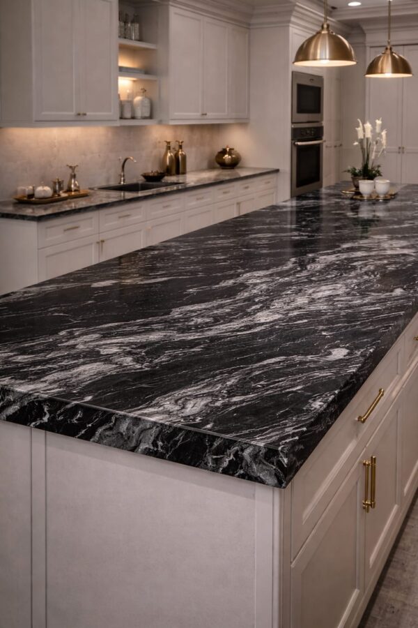 Product Overview: Reliance Titanium Black & Forest Black Granite is a luxurious natural stone celebrated for its striking black background enriched with flowing golden and white veins. Mined from our owned quarry, this granite represents strength, elegance, and timeless beauty — making it a preferred choice for high-end architectural and interior projects across the globe. Each block is a unique creation of nature, offering unmatched character and visual depth. Technical Specifications: Title Reliance Titanium Black & Forest Black Granite Block Stone Type Granite Block Type Gangsaw Block Block Size 300 CM x 180 CM x 180 CM (LXWXH) Color Deep Black with Gold & White Veins Surface Finish Options Wire Saw Cut Density 2960-3000 kg/m3 Compressive Strength 200-250 MPa Water Absorption 0.2%-0.3% Hardness (Mohs) 6 to 7 Porosity Low Origin India Applications Slabs, Countertops, Flooring, Wall Cladding, Interior Key Features: Elegant Aesthetic Appeal: Deep jet-black background enhanced by golden and silver waves — a naturally luxurious look. Superior Strength & Durability: Excellent structural integrity and long-term performance in varied climates. High Polish Retention: Achieves exceptional gloss and mirror-like reflection after finishing. Consistent Texture: Uniform color and grain suitable for large-scale architectural applications. Versatile Application Range: Perfect for multiple interior purposes. Low Maintenance: Resistant to stains, scratches, and moisture, ensuring lasting beauty with minimal upkeep. Export-Grade Blocks: Carefully selected and cut for optimal slab yield and international market standards. Recommended Uses: Kitchen Countertops & Islands Luxury Flooring & Staircases Hotel Lobbies & Reception Areas Wall Cladding & Facades Memorials & Monuments Designer Furniture Tops Why Choose Reliance Titanium Black Granite and Forest Black Granite? Our granite is preferred by export buyers because of: Natural white veins and attractive deep black surface Zero crack, high strength and durability, suitable for projects & reprocessing Consistent Gang Saw block sizes Strict quality checks for each block before shipment Reliable and stable long-term supply Export Capabilities & Payment Terms: We provide smooth, professional export handling with: Payment Options: L/C at sight (Letter of Credit at sight) D/P (Documents Against Payment) T/T advance (if preferred by the buyer) Shipping Documents Provided: Bill of Lading (BL) Commercial Invoice Packing List Certificate of Origin Other documents as per buyer requirements Shipping Price Options: FOB (Indian Port) CNF (any destination port globally) Our logistics team ensures timely loading, documentation, and shipment coordination for a hassle-free experience. About Reliance Mines & Minerals We have a strong presence in the global stone industry, regularly exporting to China, Germany, USA, Oman, and Qatar . Our team is experienced in international trade procedures, ensuring professional communication and smooth cooperation with all partners. We Welcome Your Inquiry If your company is seeking a reliable supplier for premium Titanium black & Forest black granite blocks, we would be pleased to offer quotations, block photos, videos and quarry videos and further details. We look forward to establishing a long-term and successful business relationship with your esteemed company. More About Reliance Titanium Black & Forest Black Granite: Reliance Titanium Black & Forest Black Granite combines natural elegance with engineering excellence. Its bold veins and premium polish bring sophistication to any architectural space, while its robust physical properties ensure durability even in demanding environments. Each block is meticulously extracted and inspected to meet international export quality benchmarks. Reliance Mines & Minerals specializes in the sales and global export of premium granite blocks and slabs. With years of experience in the stone industry, we have established a strong presence in international markets. We are committed to delivering top-quality granite with timely and reliable shipments to major ports worldwide. Our dedicated sales and logistics team is highly skilled in managing export documentation, container loading, and shipping procedures, ensuring a smooth and hassle-free experience for our clients. At the heart of our business is a focus on excellence, professionalism, and customer satisfaction, making us a trusted partner for granite buyers around the globe. 印度 花岗岩 块料 泰坦黑 花岗岩 印度 森林黑 花岗岩 印度 印度 花岗岩 块料, 印度 出口 花岗岩 块, 印度花岗岩原石 中国进口 India granite block Titanium Black granite India Forest Black granite India Granite Blocks Titanium Black Granite Reliance Titanium Black Granite Titanium Black Granite Slabs Polished Titanium Black Granite Bookmatch Titanium Black Granite Titanium Black Granite Exporters India Titanium Black Granite Suppliers Titanium Black Granite Manufacturers Exotic Black Granite with White Veins Deep Black Granite Slabs Mirror Polished Granite Luxury Granite for Interior Walls Natural Stone for Modern Architecture High Gloss Granite Panels Bookmatched Granite Wall Design Black Granite for Hotel Lobby & Flooring Designer Granite Slabs for Projects Indian Granite Exporters Premium Granite from India Granite Slabs for Export Worldwide Granite Supplier Natural Stone Exporter from India Wholesale Granite Supplier Black Granite for Construction & Interiors Architectural Granite Stone Supplier Custom Cut Granite Slabs Export Granite for Wall Cladding Granite for Flooring Granite for Kitchen Countertops Granite for Hotel & Commercial Projects Interior Stone Cladding Luxury Stone for Architects & Designers Black Forest Granite supplier Black Forest Granite manufacturer Black Forest Granite exporter Black Forest Granite quarry Black Forest Granite wholesaler Black Forest Granite seller Buy Black Forest Granite blocks Buy Black Forest Granite slabs Black Forest Granite for flooring Black Forest Granite for countertops Black Forest Granite for wall cladding Black Forest Granite price per sqm Black Forest Granite bulk supplier Black Forest Granite block exporter Black Forest Granite slab manufacturer Black Forest Granite quarry owner Black Forest Granite wholesale price Black Forest Granite large quantity supplier Black Forest Granite custom sizes Black Forest Granite supplier India Black Forest Granite manufacturer India Black Forest Granite exporter India Black Forest Granite quarry India Black Forest Granite supplier [Your City/State] Black Forest Granite international exporter Premium Black Forest Granite supplier Natural Black Forest Granite stone High quality Black Forest Granite slabs Black Forest Granite direct from quarry Black Forest Granite blocks for export Black Forest Granite polished slabs Black granite stone supplier Natural granite stone exporter Indian black granite manufacturer Granite blocks and slabs exporter Dimension stone granite supplier Nebula Wave Granite Stone Manufacturer Export Quality Blocks Supplier Quarry Reliance Mines India Titanium Black Granite Stone Manufacturer Export Quality Blocks Supplier Quarry Reliance Mines India Cosmic Black Granite Stone Manufacturer Export Quality Blocks Supplier Quarry Reliance Mines India Marquina Black Granite Stone Manufacturer Export Quality Blocks Supplier Quarry Reliance Mines India Black Forest Granite Stone Manufacturer Export Quality Blocks Supplier Quarry Reliance Mines India #TitaniumBlackGranite #RelianceGranite #IndianGranite #GraniteExporter #LuxuryGranite #GraniteSupplier #BlackGranite #NaturalStoneIndia #GraniteSlabs #GraniteBookmatch #InteriorDesignStone #ArchitecturalStone #PremiumGranite #GraniteExport #GraniteDesigns #reliancemines #granite #marble #stone #quarry #forestblackgranite