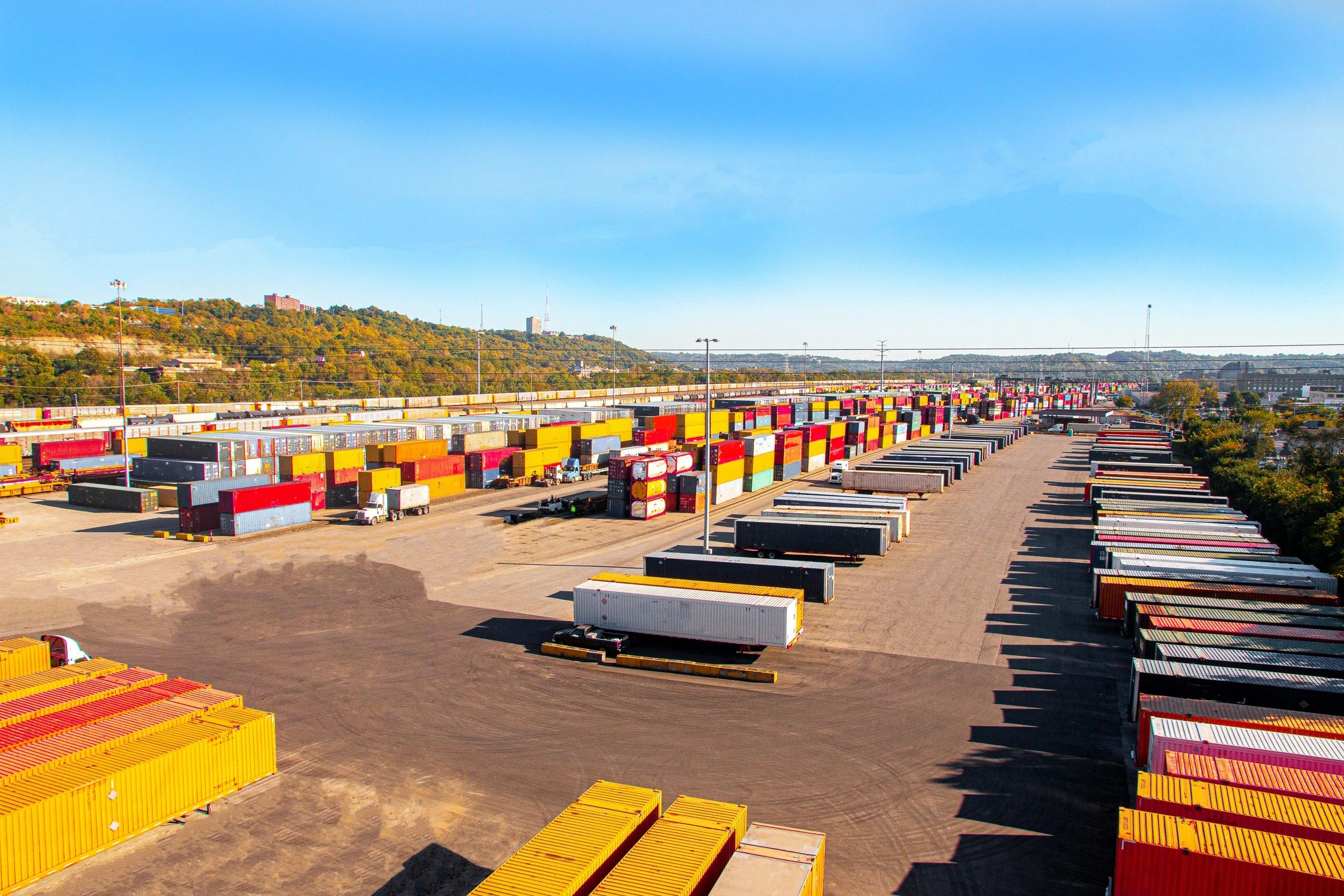 Export container yard for global shipments