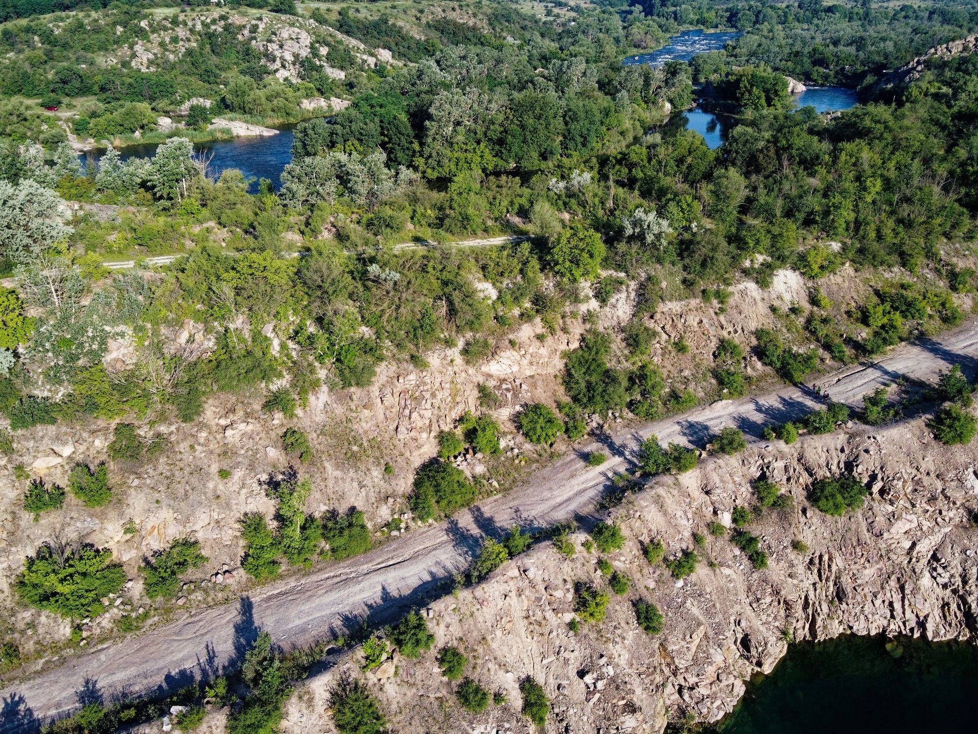Rocky quarry landscape from above